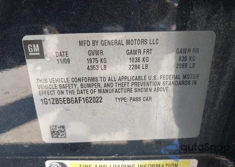 2010 Chevrolet Malibu Ls z USA, uszkodzony, nr VIN 1G1ZB5EB6AF162022